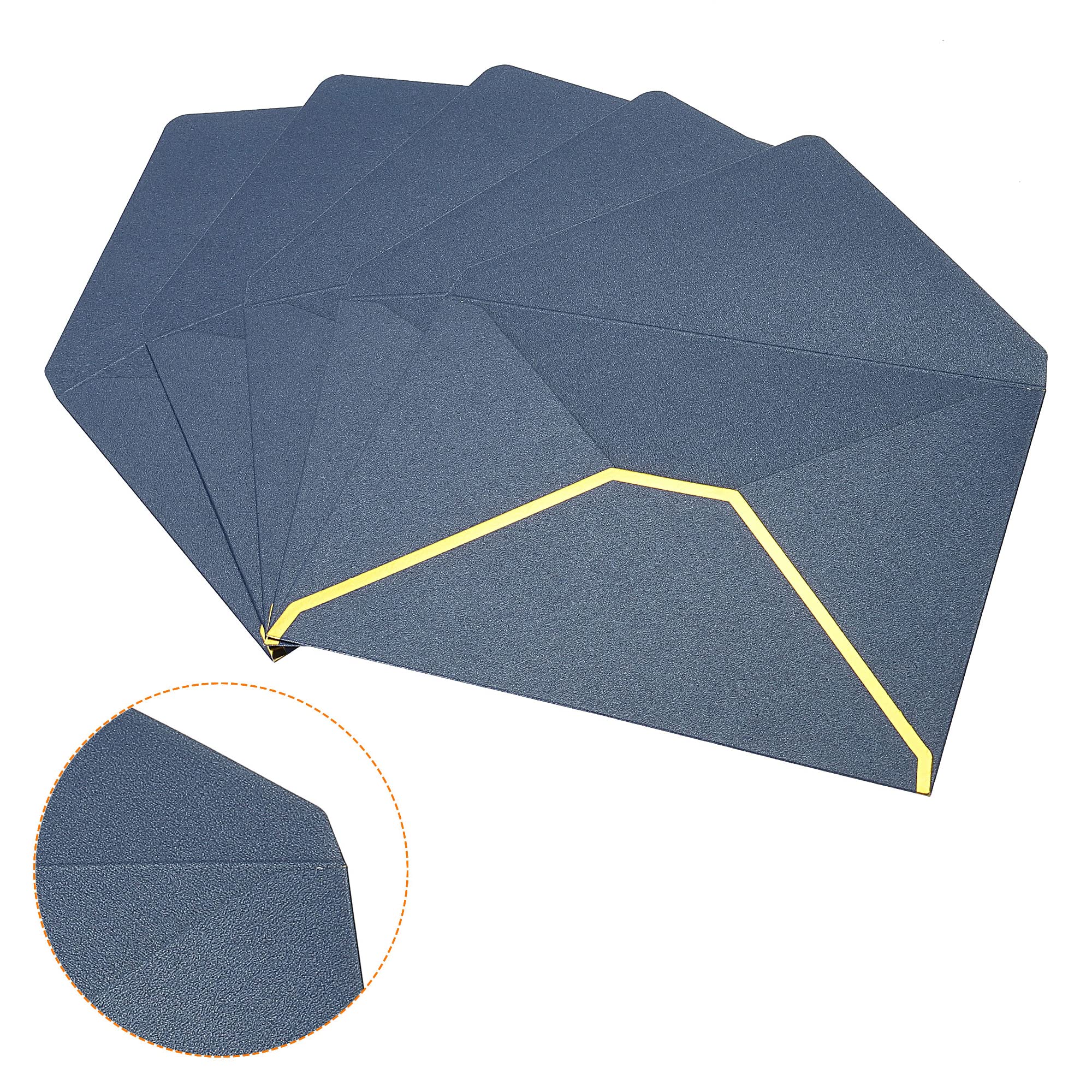 Sourcing Map 10 enveloppes bleues B6 rabat V doré 13x18cm