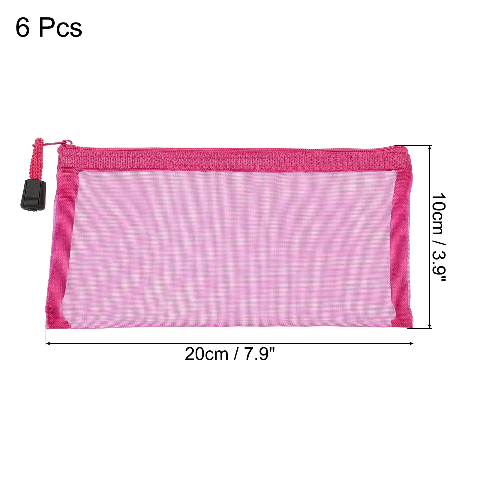 sourcing map pochette zippée A6 rose x6 nylon