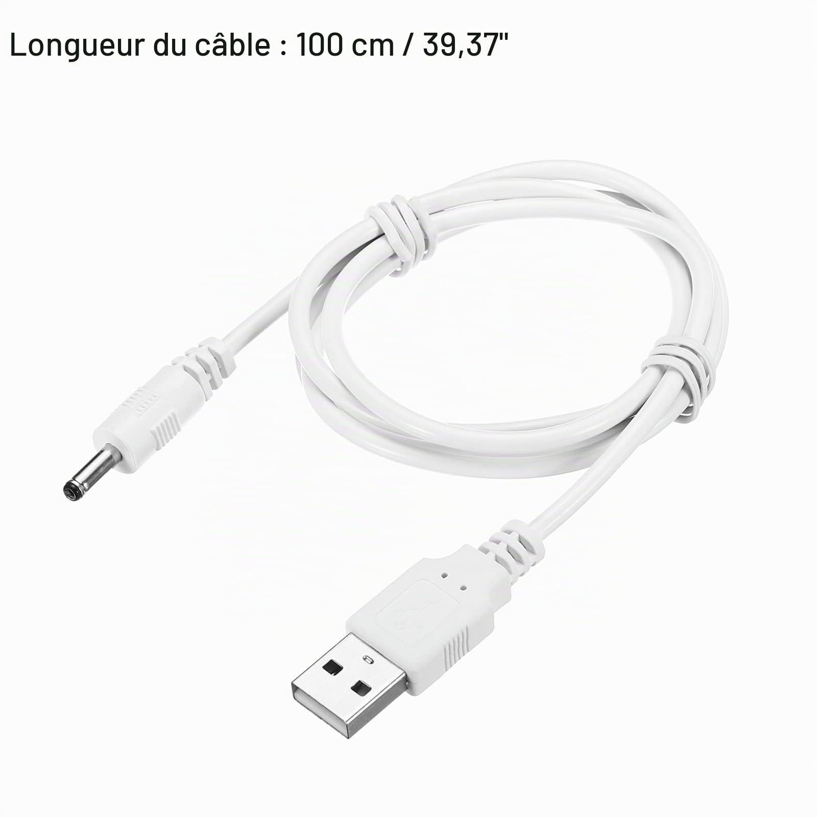 sourcing map Electronics câble USB DC 3,5x1,35mm 100cm blanc