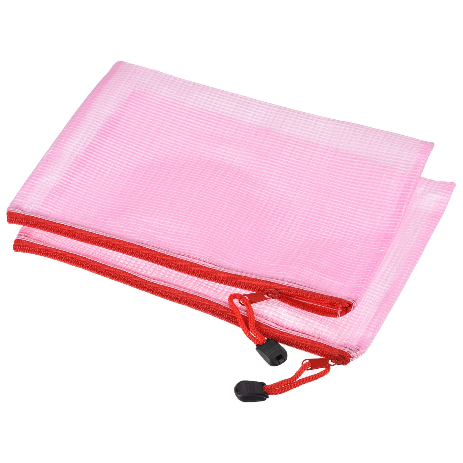 sourcing map Pochette maille zip B4 rose 38x28 cm lot 3