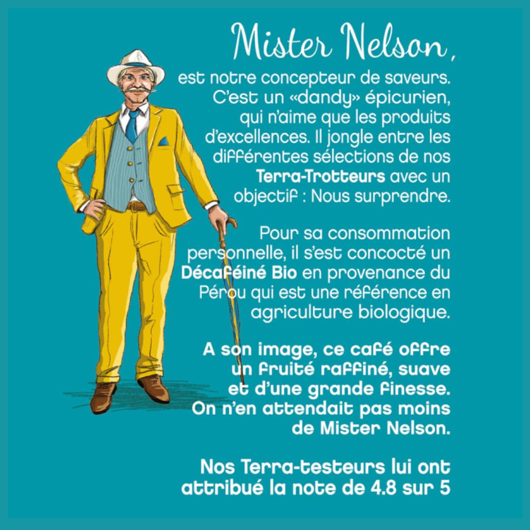 Terramoka Mister Nelson Café moulu décaféiné bio 1,25 kg fruité