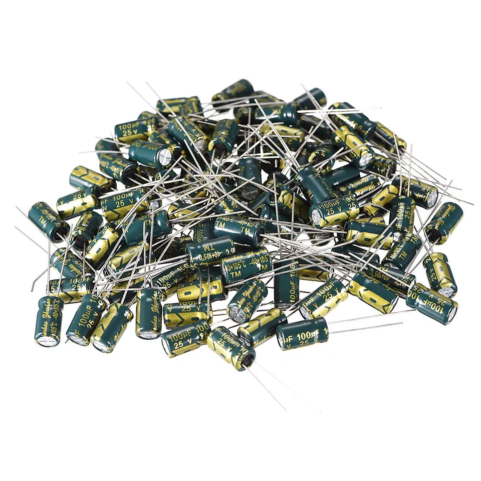 Sourcing Map 100uF 25V condensateur faible ESR 100 pcs 6x11,5mm