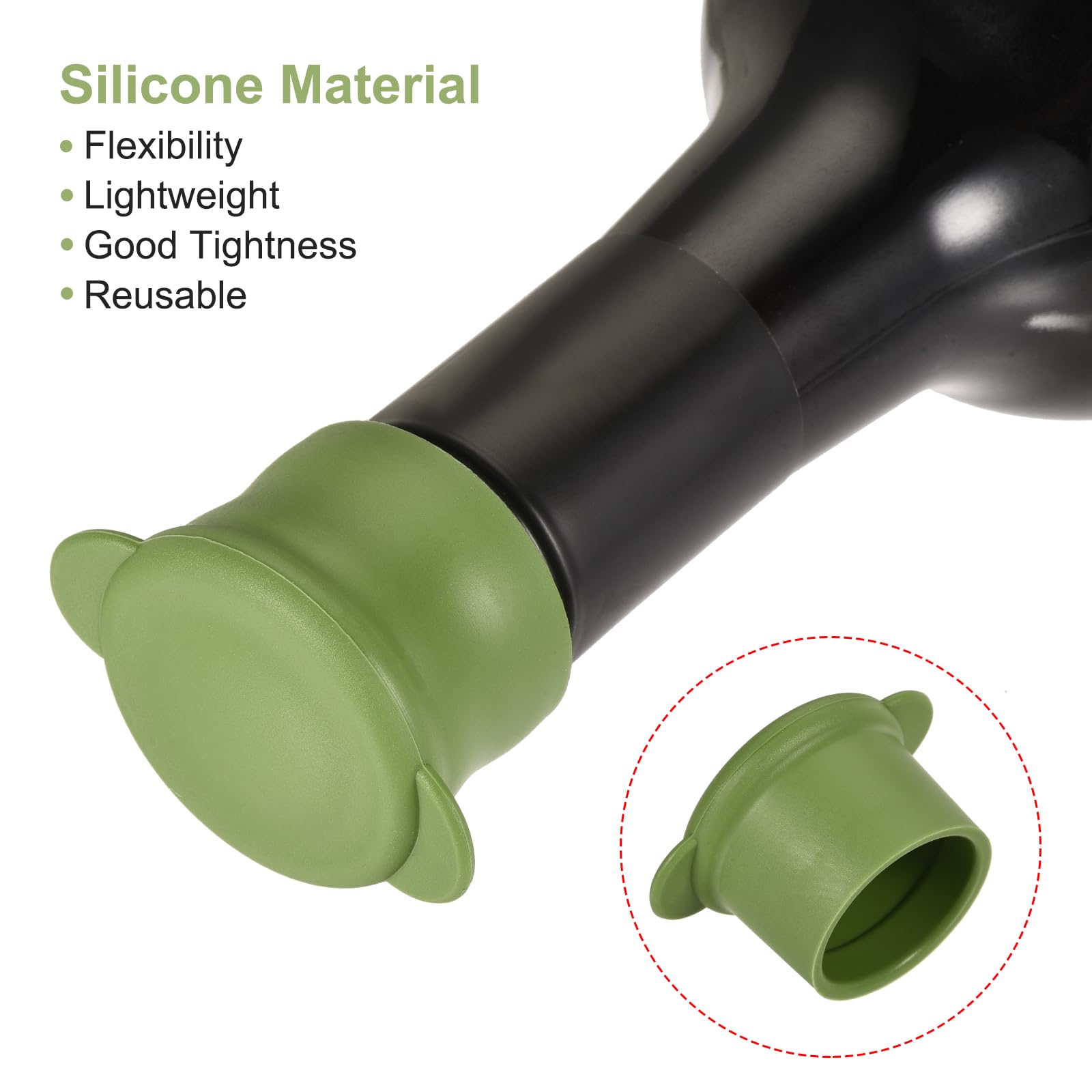 sourcing map Bouchon Bouteille Silicone Vert 27mm 5 Pièces