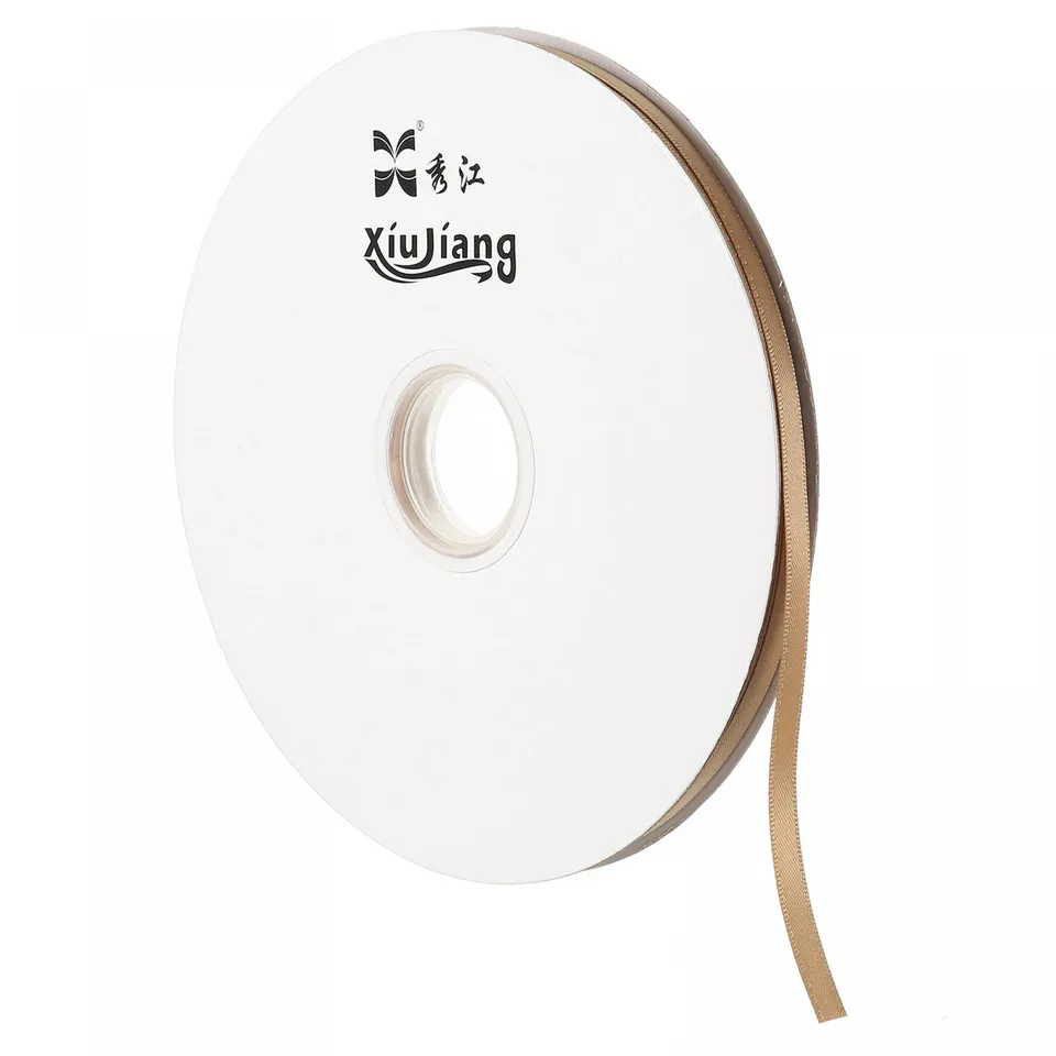 Sourcing Map ruban satin kaki 7mm x 91,4m double face