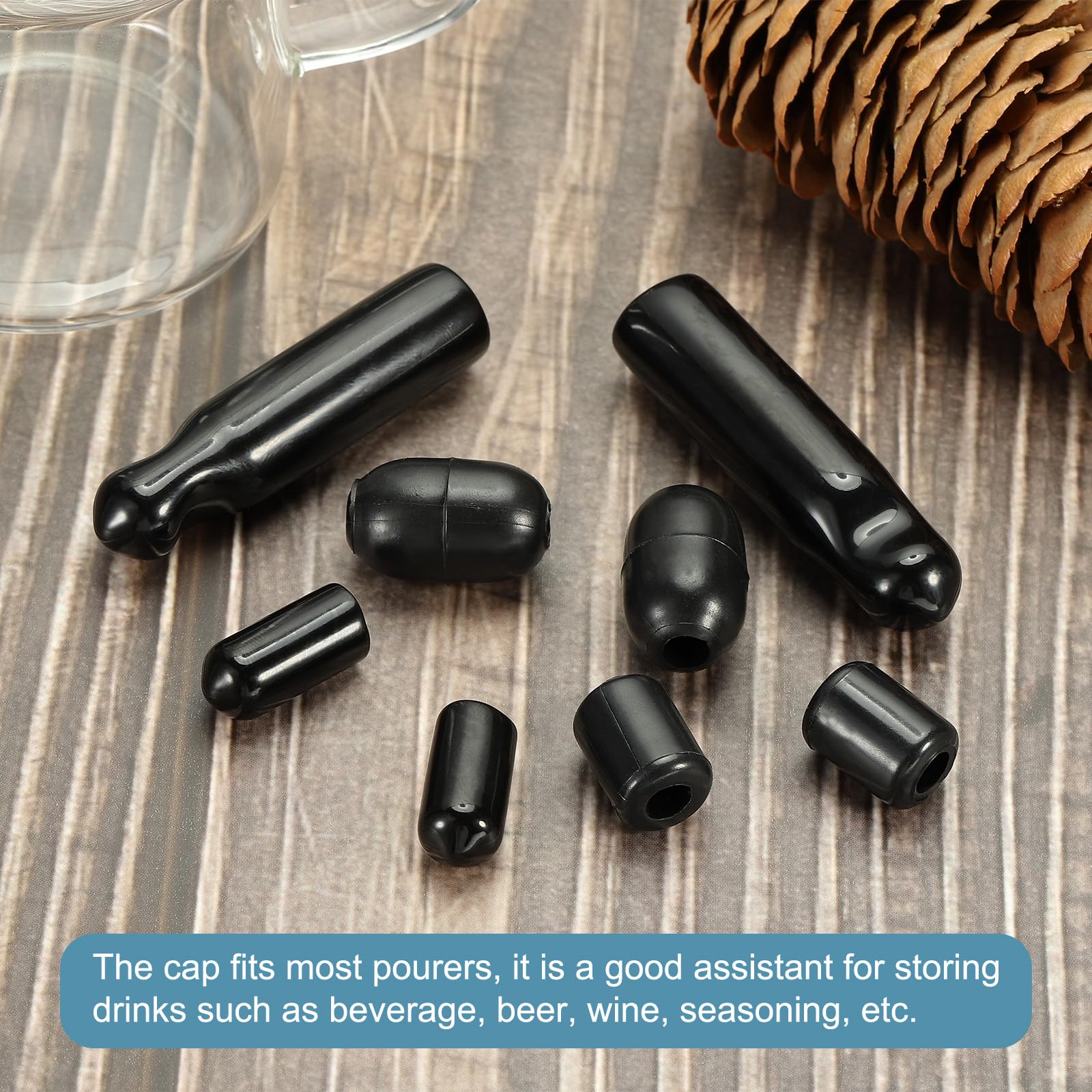 sourcing map Bouchon verseur noir 7 mm PVC lot de 48 bar