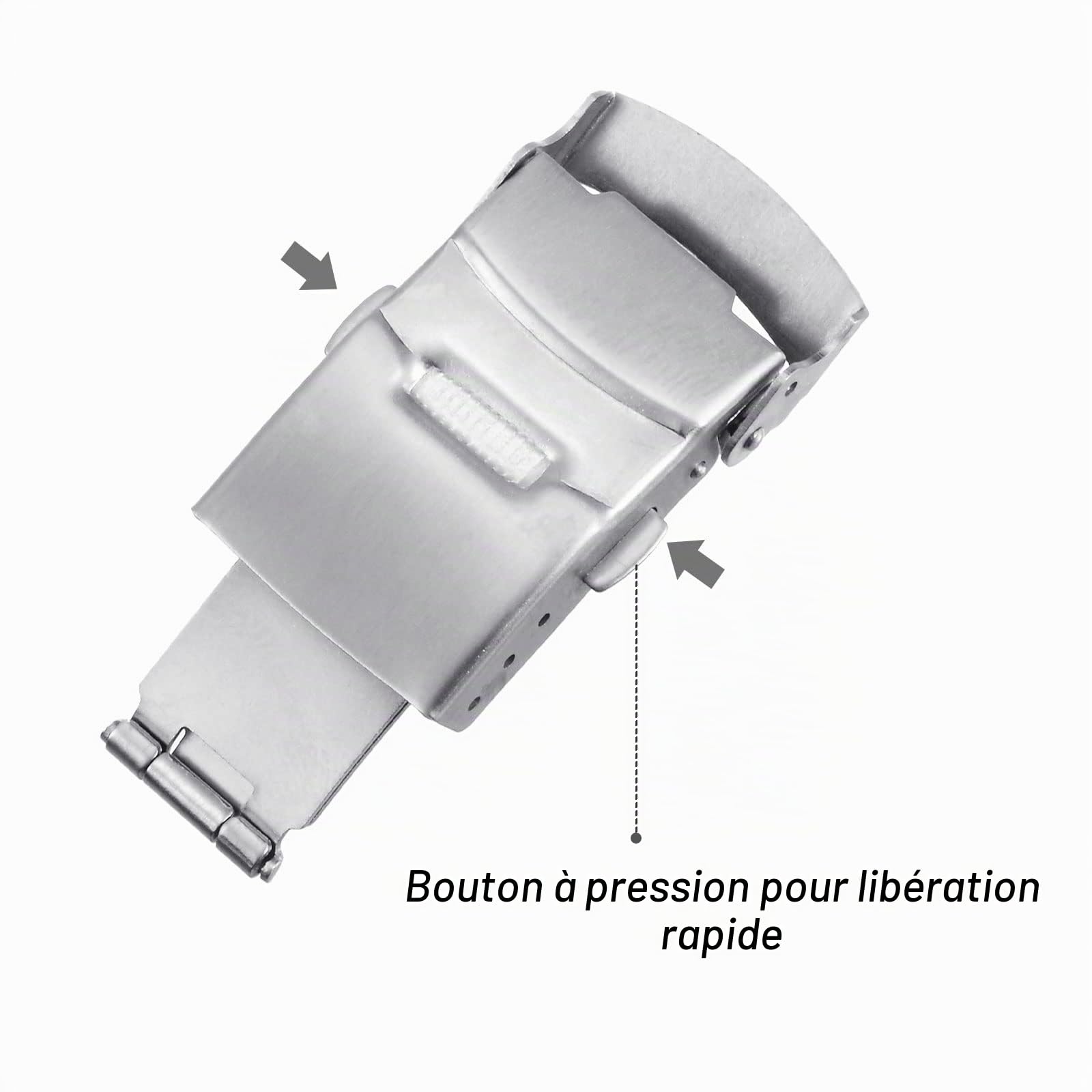 Sourcingmap fermoir montre déployante 18 mm boucle argenté