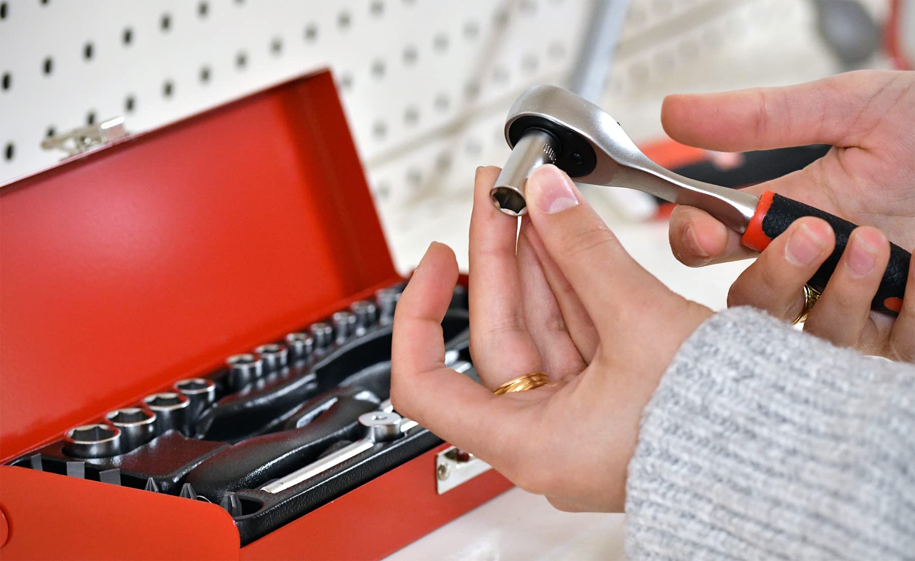 PRECISION STEEL Outillage à main coffret cliquet douilles 1/4" 29 pièces
