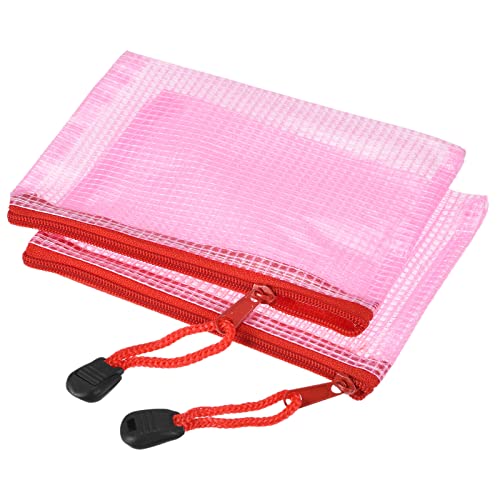 sourcing map Pochette A6 zippée rose lot de 6 PVC
