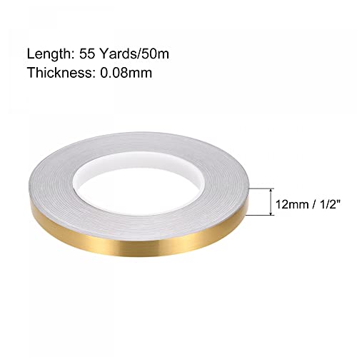 sourcing map Ruban Adhésif Carrelage Doré 12mm x 50m
