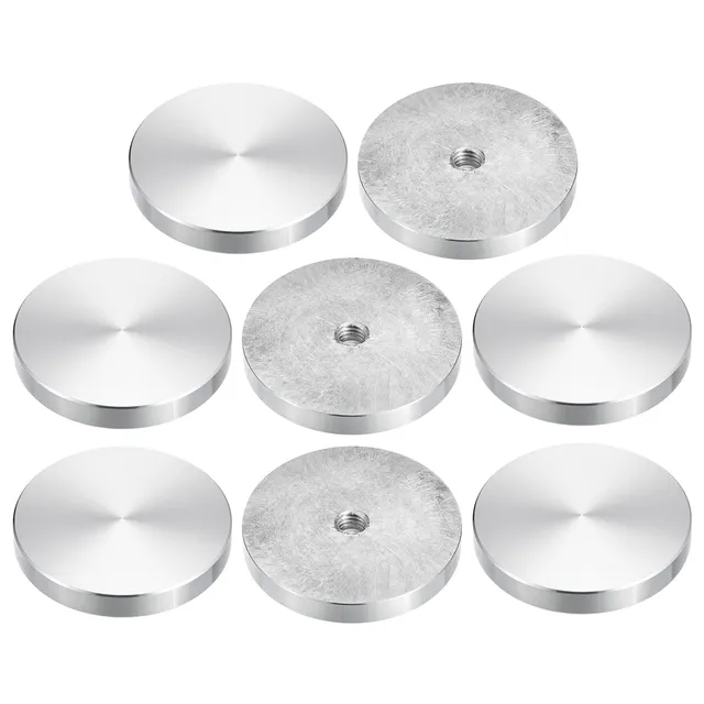 Sourcing Map Lot 8 disques aluminium argent 50mm M8