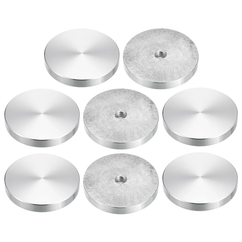 Sourcing Map Lot 8 disques aluminium argent 50mm M8