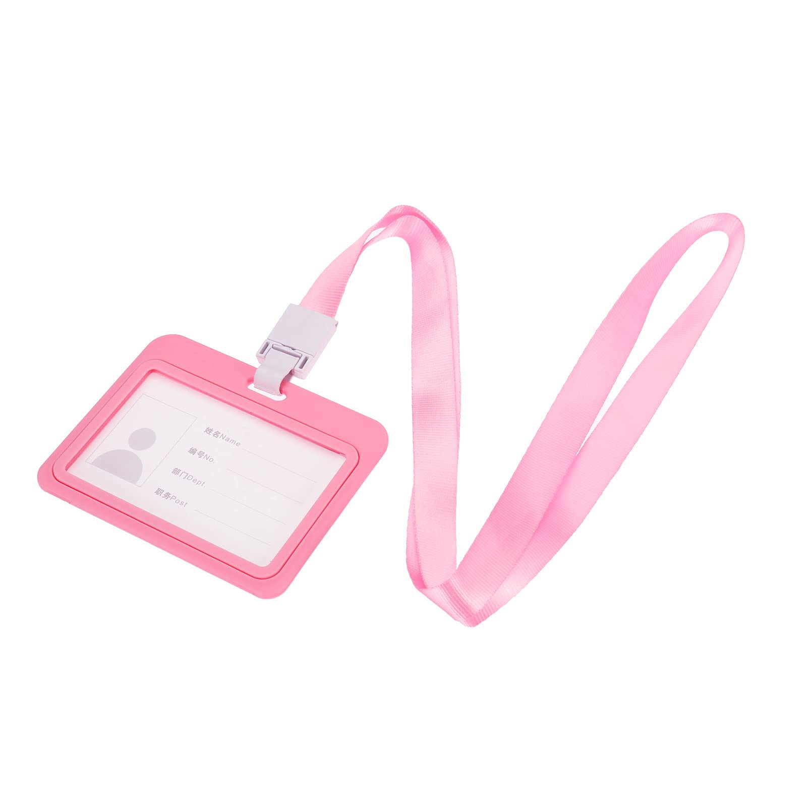 Sourcing Map Porte-Badge ID ABS Rose Horizontal avec Cordon