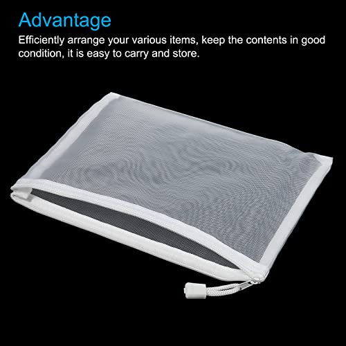 sourcing map pochette zippée A5 blanche x6 nylon
