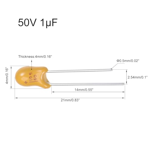 Sourcing Map 1uF 50V condensateur tantale jaune 25 pcs