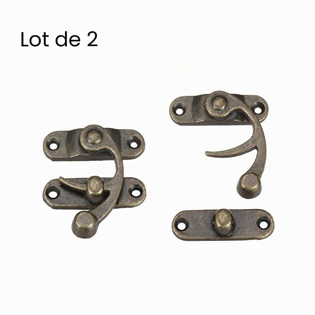 sourcing map Loquet droit antique crochet 42mm lot 2 bronze