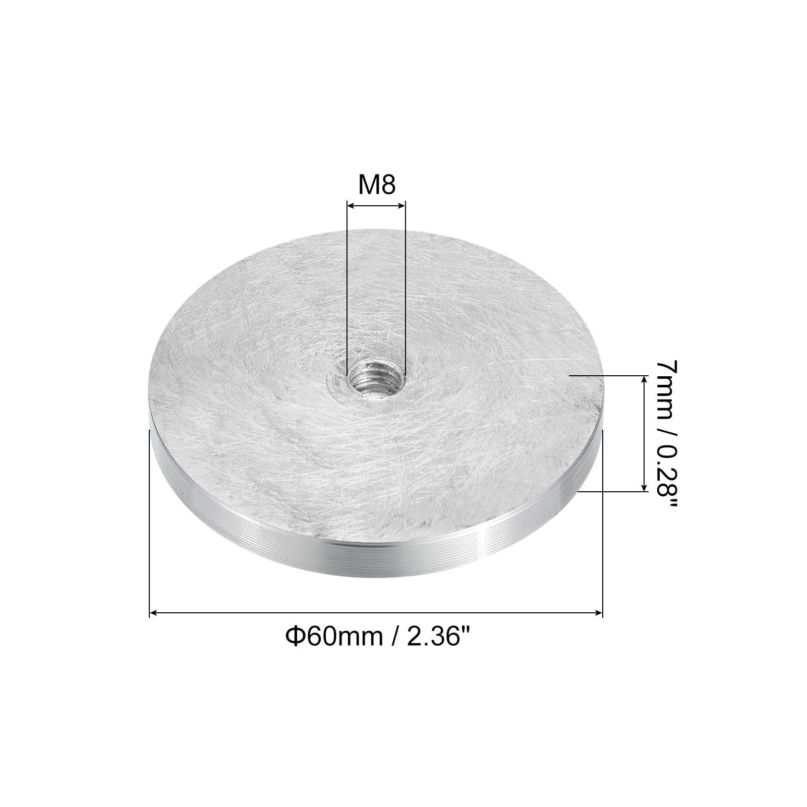 Sourcingmap Home Disque Aluminium Rond 60mm Filetage M8 Argent