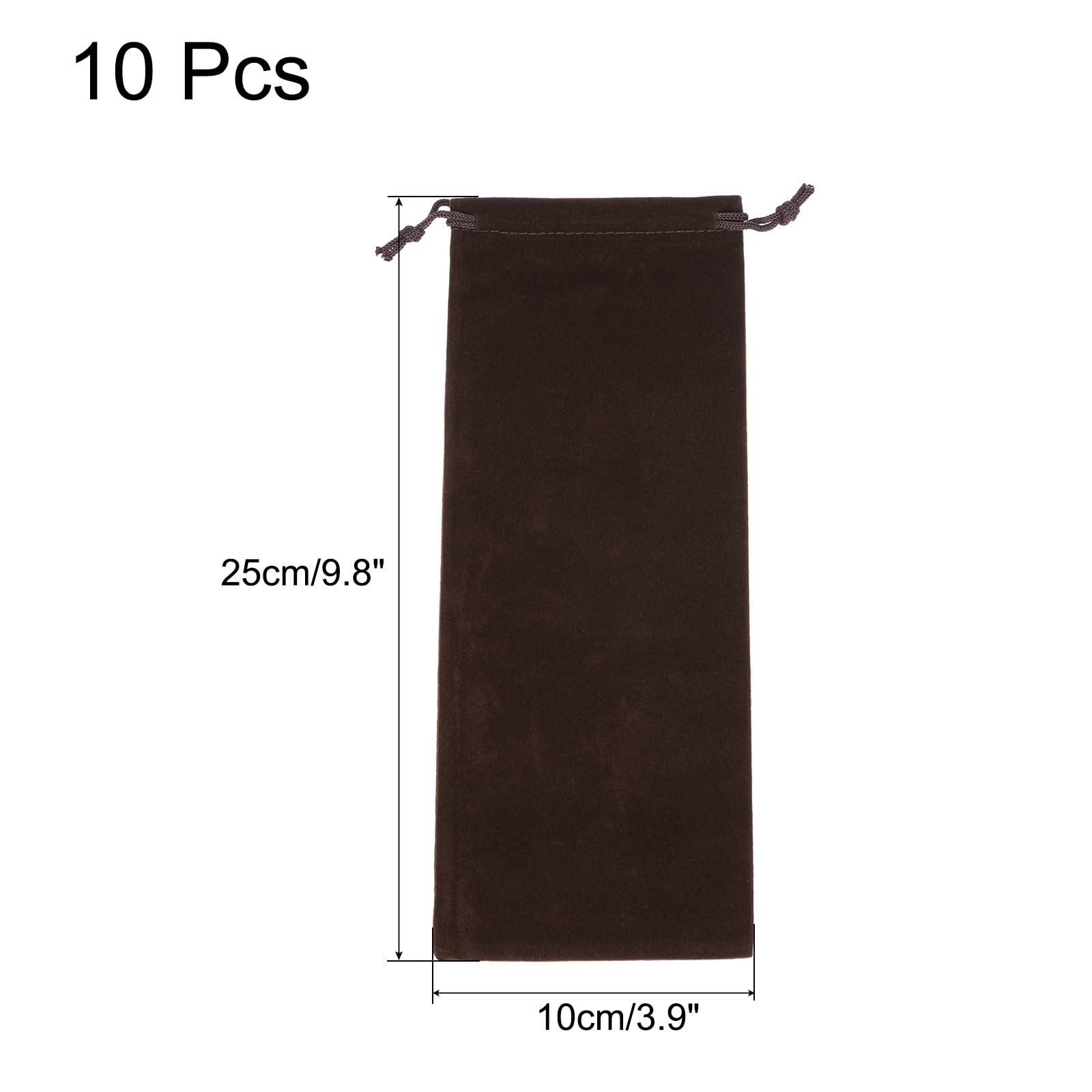 sourcing map Pochette Microfibre Marron 25x10cm Lot 10 Lunettes