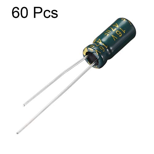 sourcing map 47uF 16V condensateur faible ESR 60 pièces 5x11mm