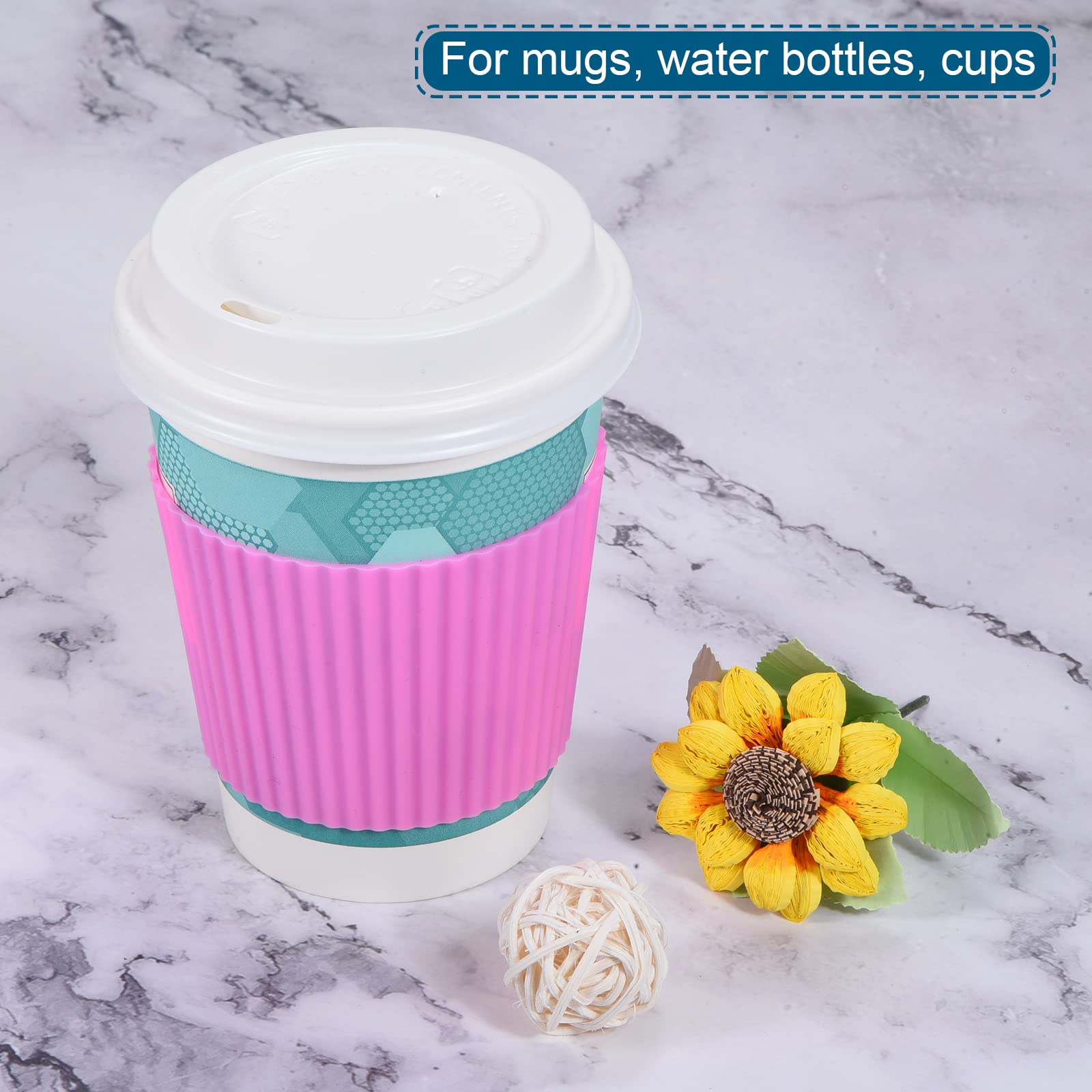 sourcingmap Manchon Tasse Silicone Rose Lot 4 Antidérapant