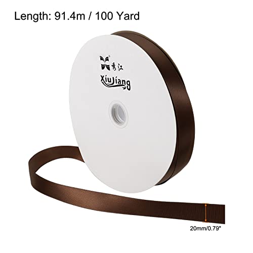 sourcing map ruban satin café 20mm 91,4m double face