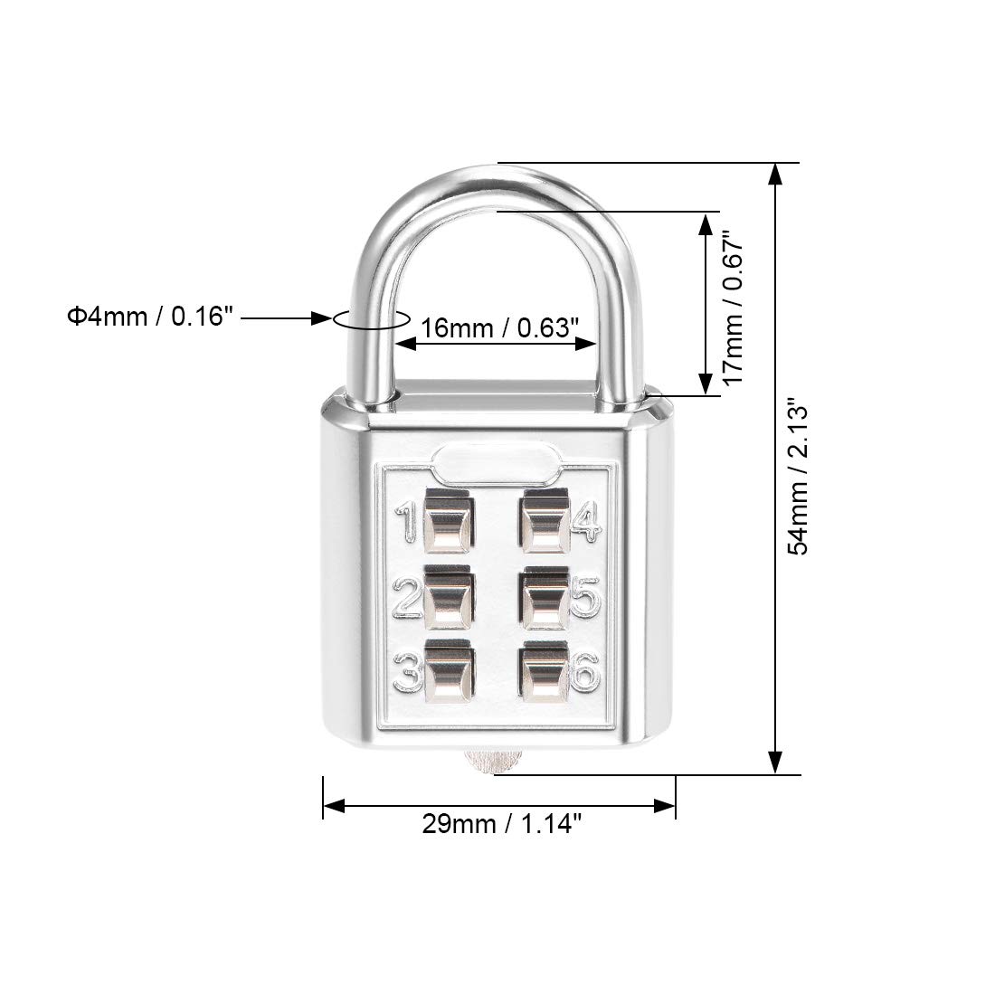 Sourcing Map Cadenas à code 3 chiffres argent anse 4mm