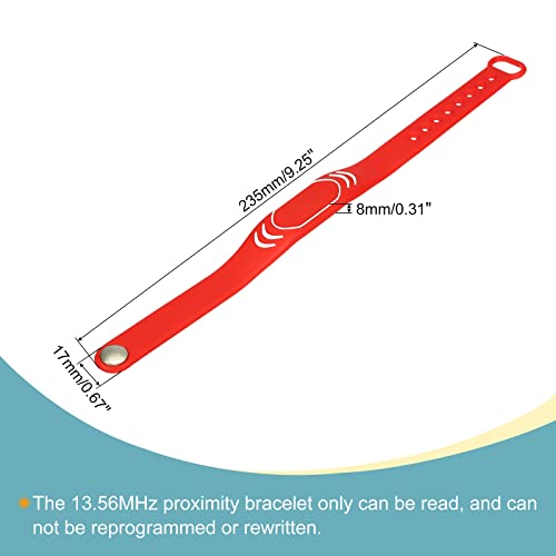 sourcing map Electronics bracelet RFID silicone 13,56 MHz rouge x2