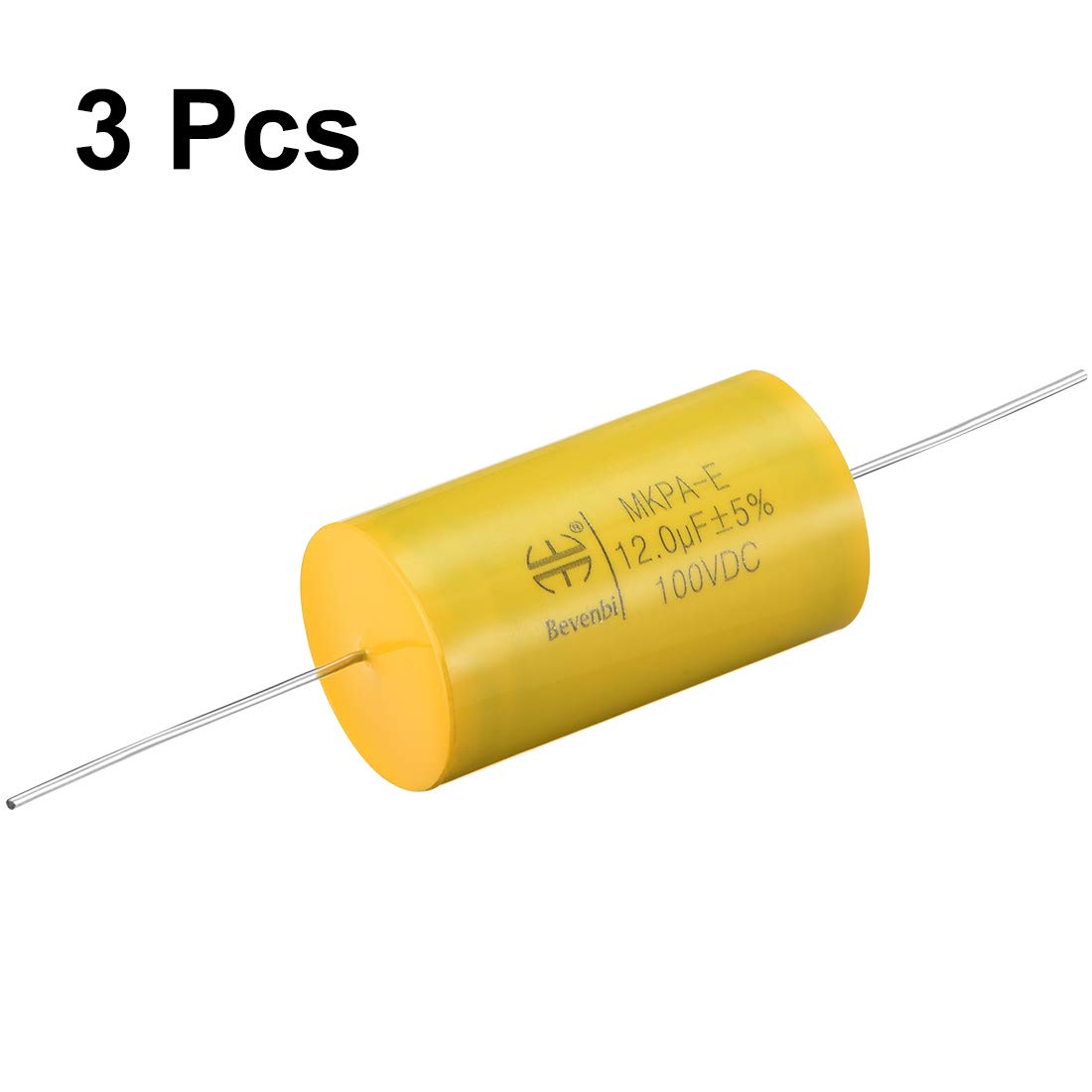 Sourcing Map Condensateur Film 12uF 100V Axial Jaune Lot 3 Audio