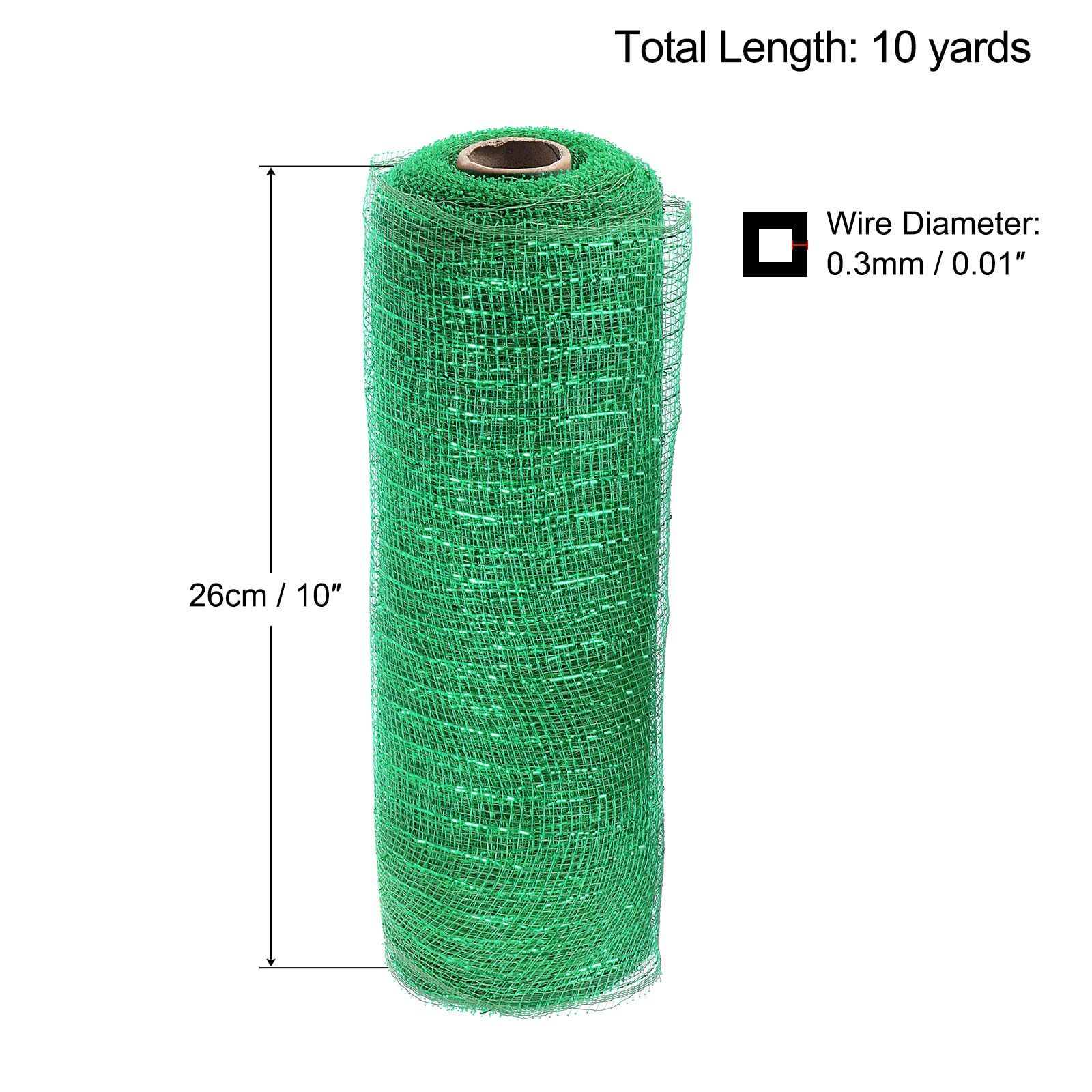 sourcing map Home & Garden maille 10 pouces x 10 yards vert foncé 1 rouleau