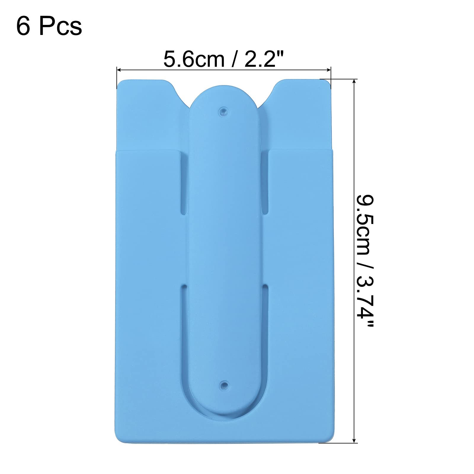 sourcing map Porte-carte téléphone silicone bleu ciel lot 6 adhésif