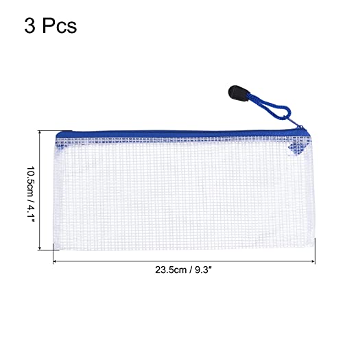 sourcing map Pochette zip blanche x3 PVC 23,5x10,5 cm