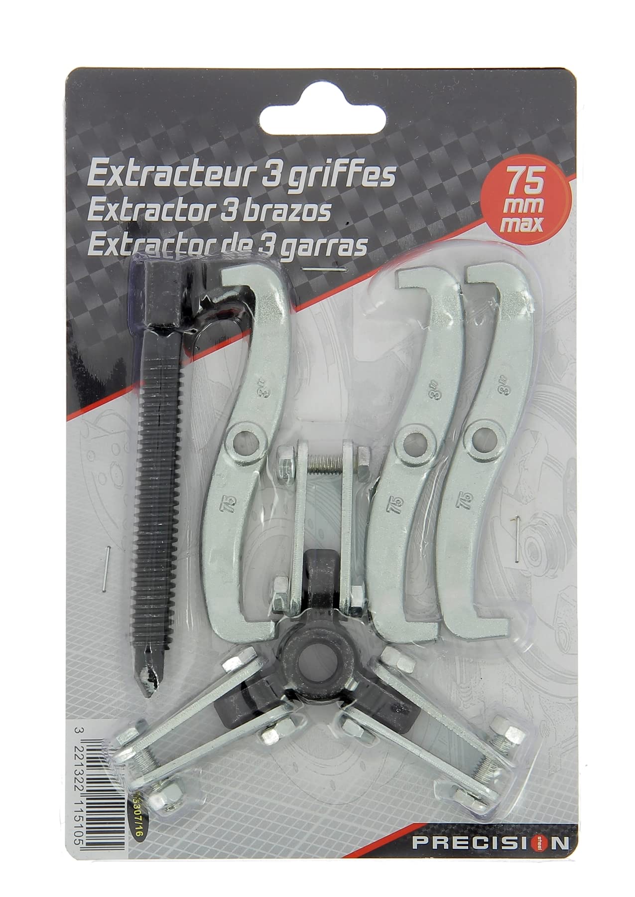 Precision Steel Outillage extracteur 3 griffes 75mm chrome