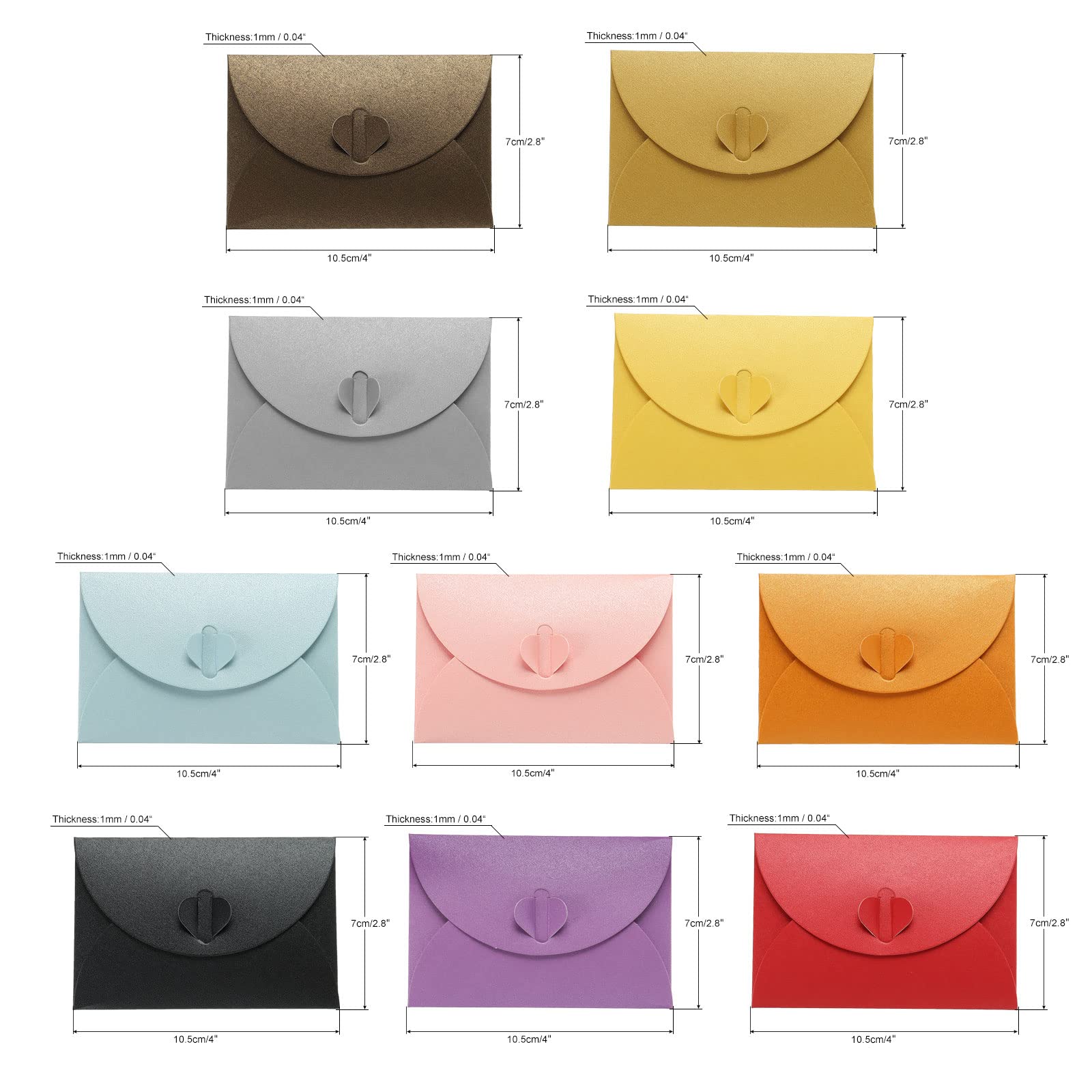 sourcing map mini enveloppes cœur multicolore lot 20