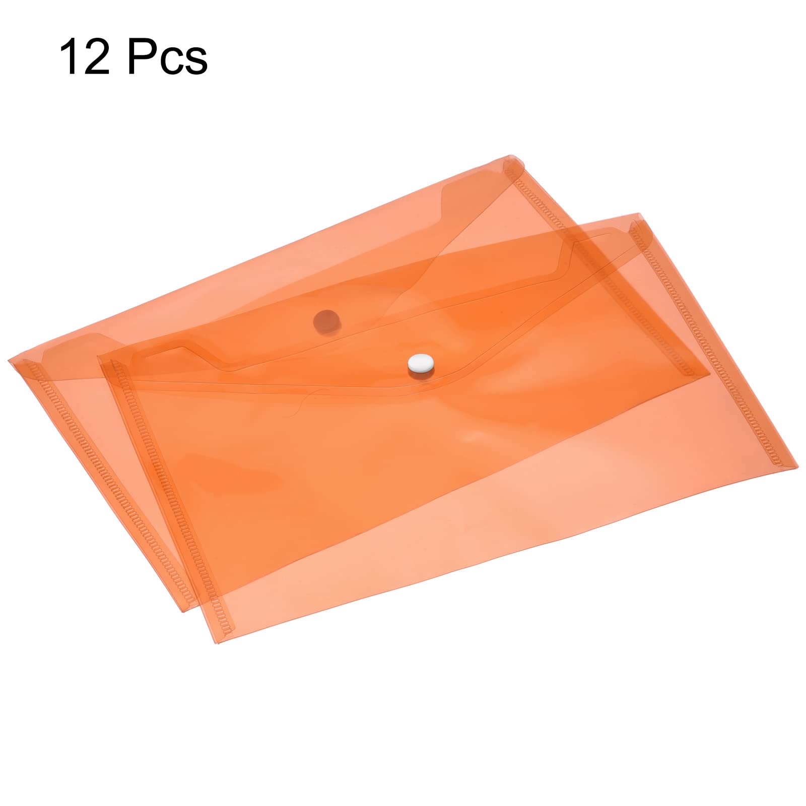 Sourcing Map pochette plastique A4 orange bouton lot 12 PP
