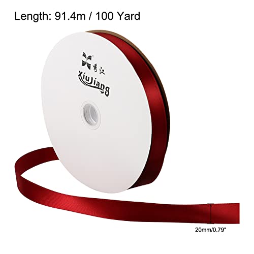 sourcing map ruban satin vin rouge 20mm 91,4m double face