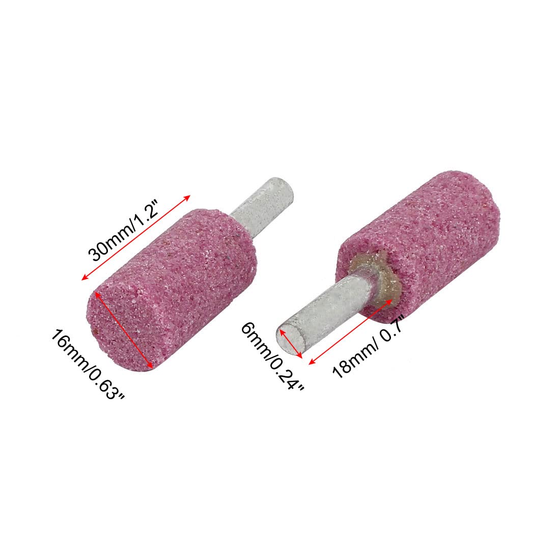 sourcing map meules tige 6mm cylindre 16x30mm rose 12pcs