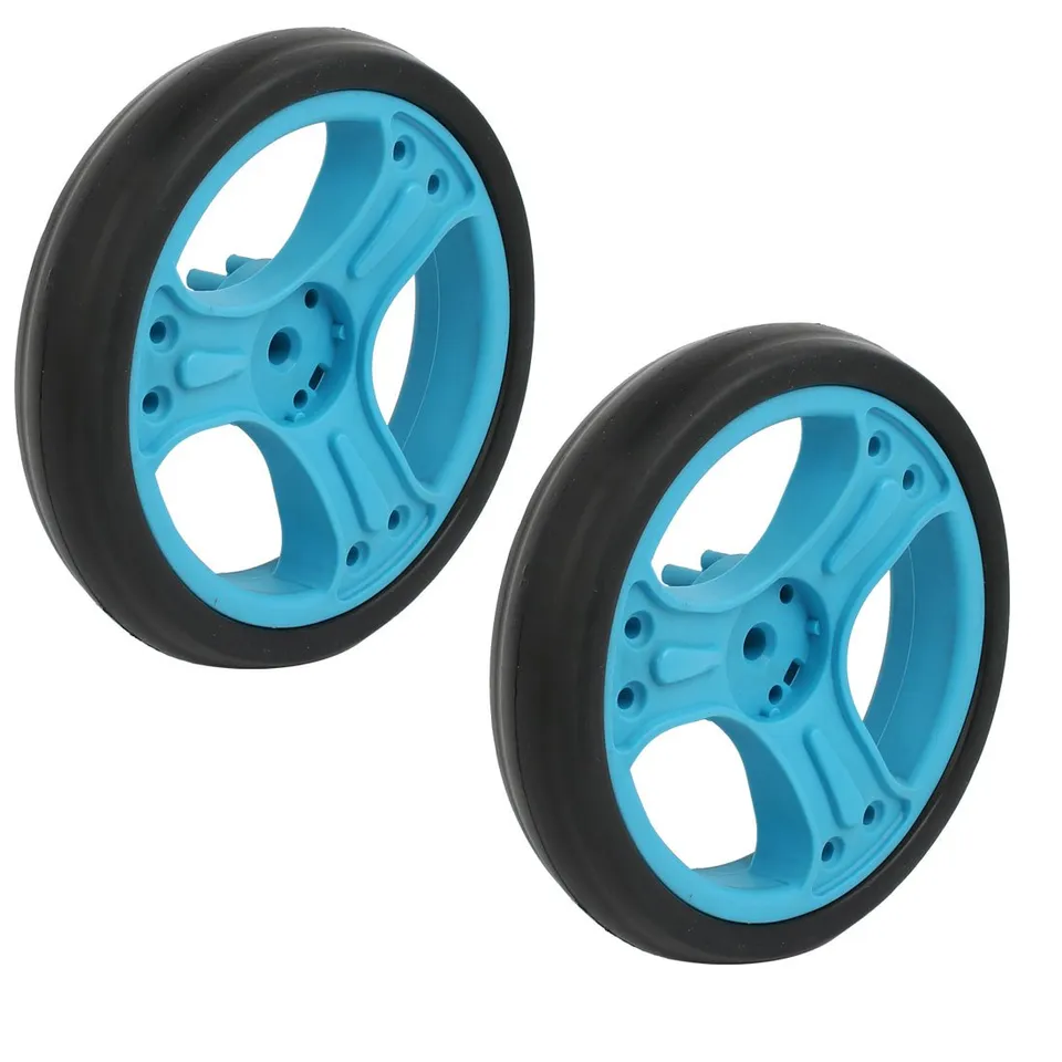 SOURCINGMAP Poulie roue plastique bleue 150mm lot de 2