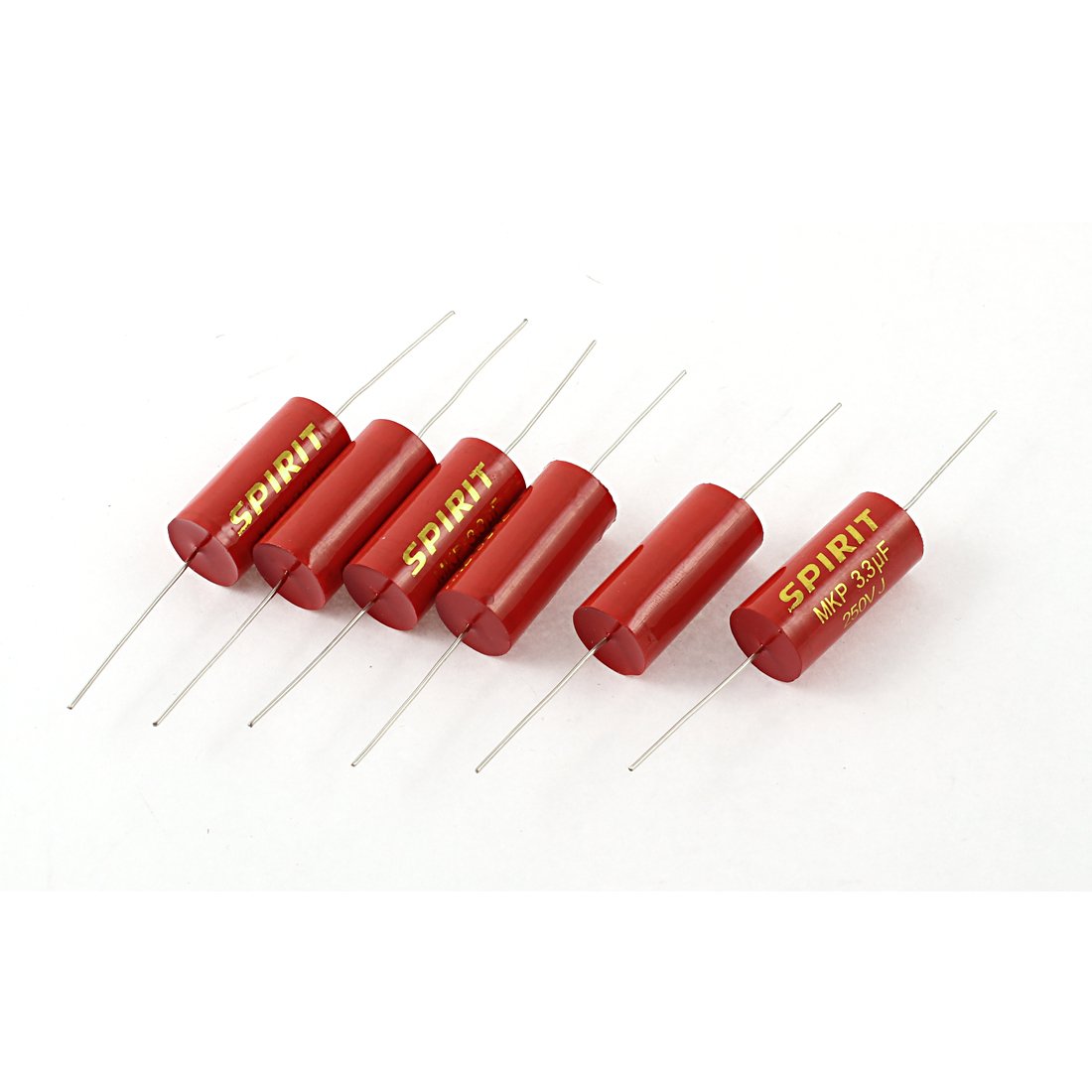 Sourcingmap 3.3uF 250V condensateur audio tubulaire rouge 6 pièces