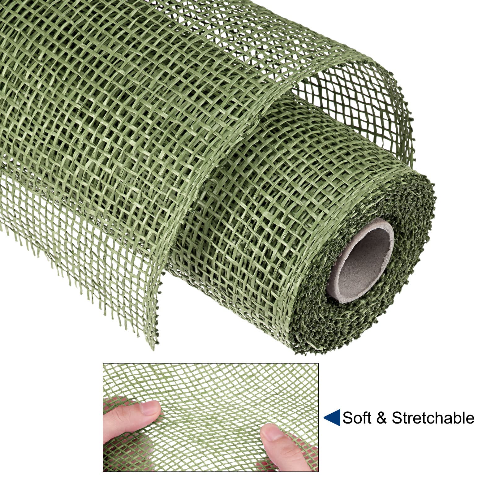 Sourcing Map ruban toile de jute vert foncé 25,4cm x 4,57m PP