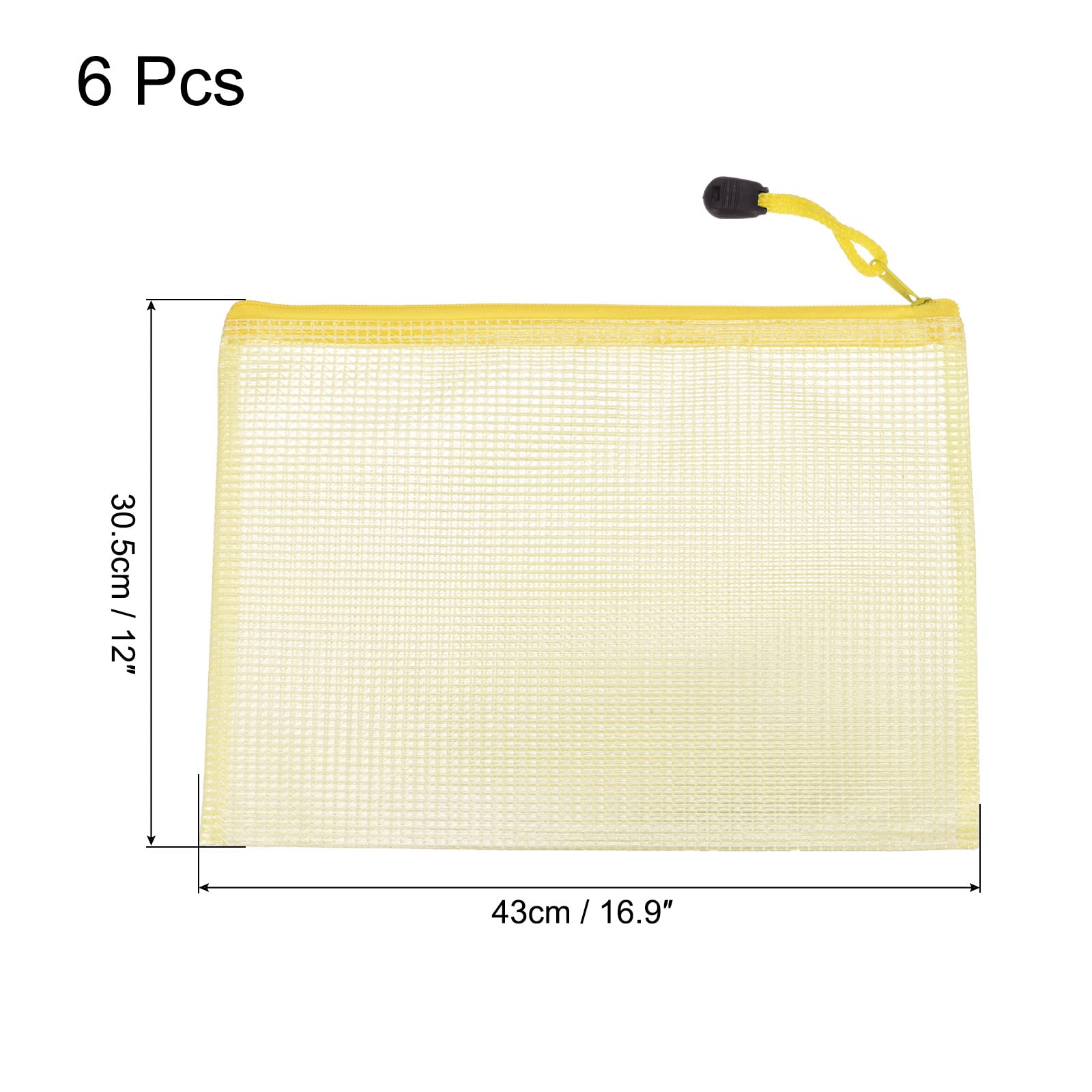 sourcing map Pochette A3 zippée jaune lot de 6 PVC