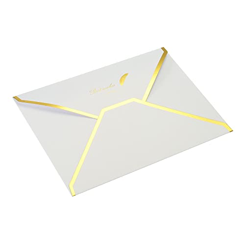 sourcing map Enveloppe B6 blanche bord doré lot de 20 invitation