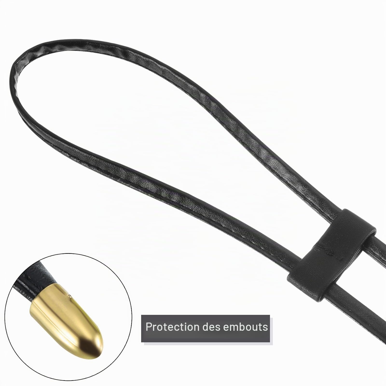 Sourcingmap Cordon Serrage Sac Cuir PU Noir 85,5cm