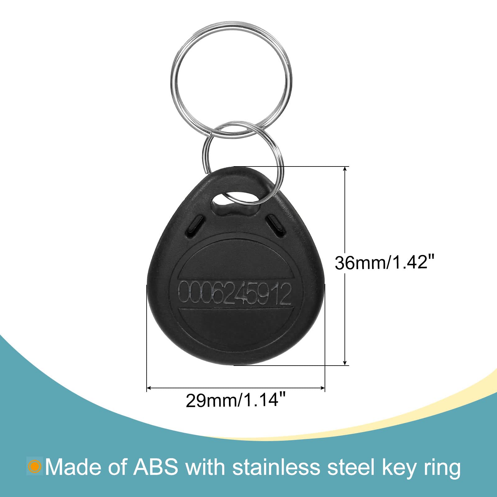 Sourcing Map Electronics Badge RFID 125KHz Noir x20 Lecture Seule