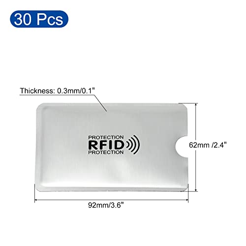sourcing map Étui carte RFID NFC argenté lot de 30