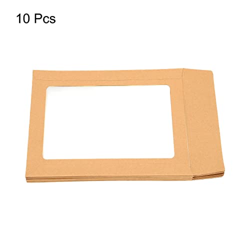 sourcing map 6 pouces enveloppes fenêtre marron 10 pièces 15,5x11,7cm
