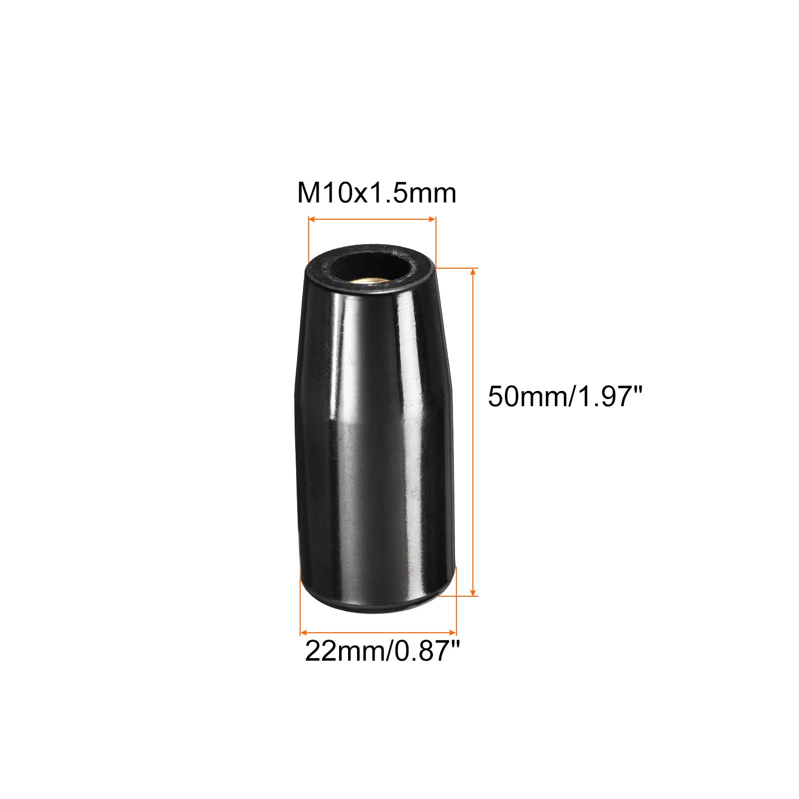 Sourcingmap Bouton Moletée Femelle M10x50mm Noir Lot 4