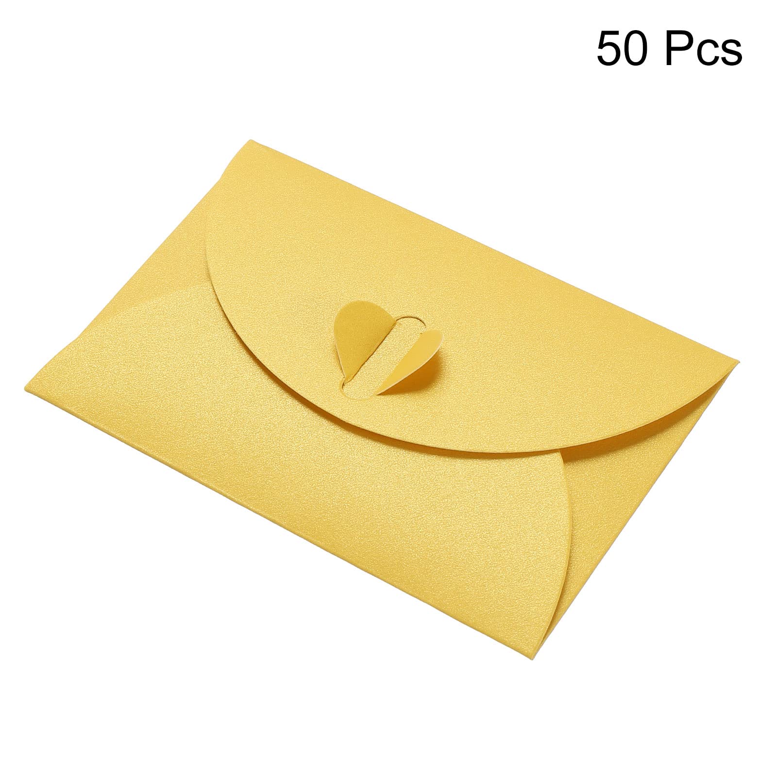 sourcing map Mini Enveloppes cœur jaune 50 pcs 7x10,5cm
