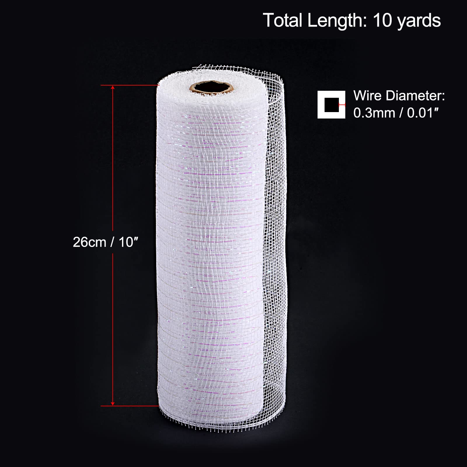 sourcing map Home & Garden ruban maille blanc irisé 9 m