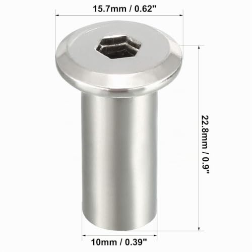 Sourcing Map écrou insertion meuble M8x20 mm 10 pcs