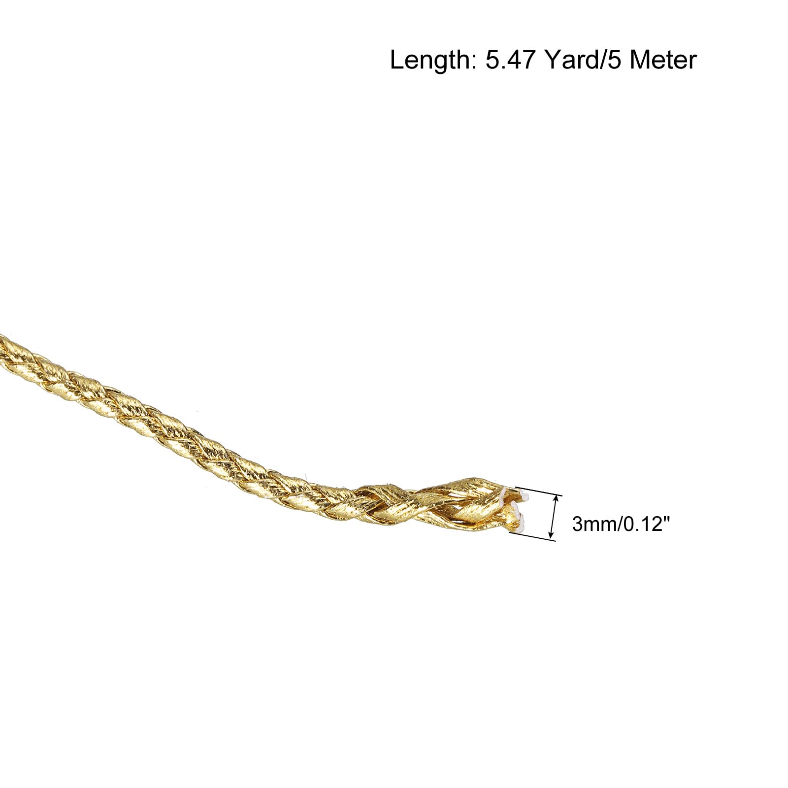 sourcing map cordon cuir PU tressé doré 5m