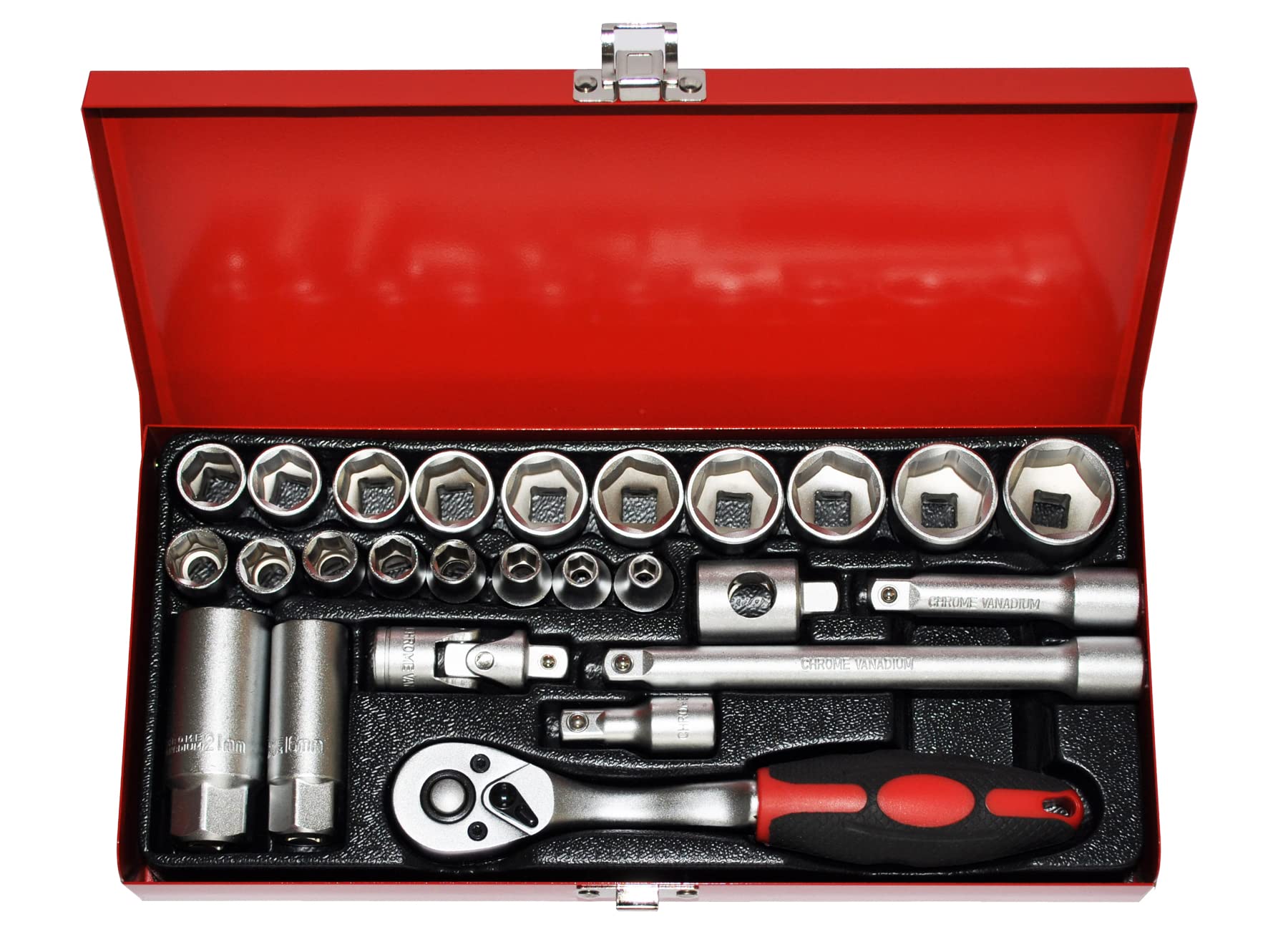 Precision Steel Outillage Coffret Cliquet Douilles 3/8 26 Pièces Chrome